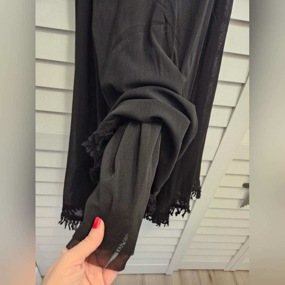 Jean Paul Gaultier Black Sheer Asymmetrical Fringed Skirt M - Picture 4 of 5